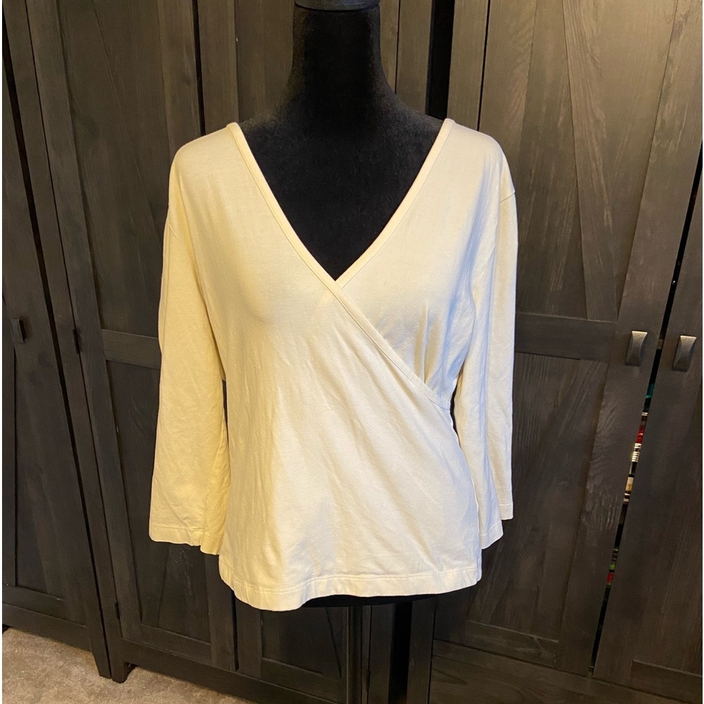 Soft Surroundings Cream Wrap-Style V-Neck Top